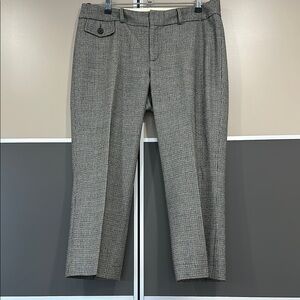 Banana Republic Capri Pants Womens Sz 12 Gray Wool Houndstooth Tweed Wide Leg